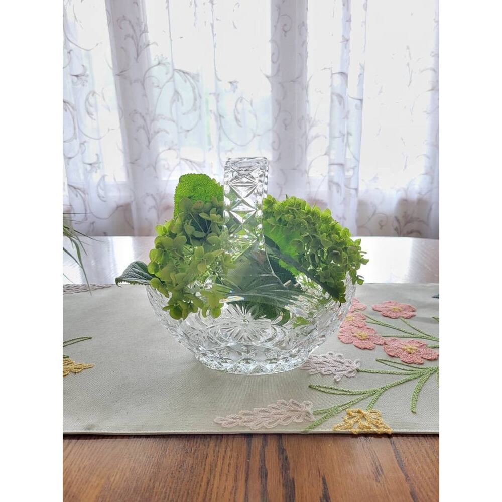 Vintage Crystal Pressed Glass Basket Brides,  Sawtooth Edge